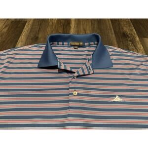 Peter Millar Summer Comfort Polo Shirt‎ Mens XL Striped Blue Pink Golf